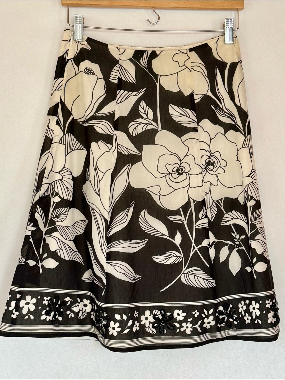 Tibi Black and ivory Floral A-Line Skirt women’s.